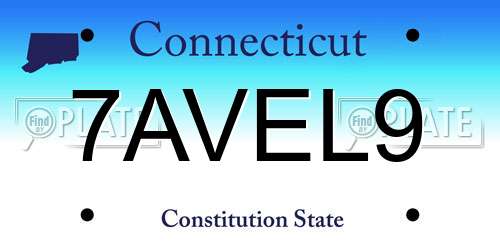 7AVEL9 Connecticut License Plate