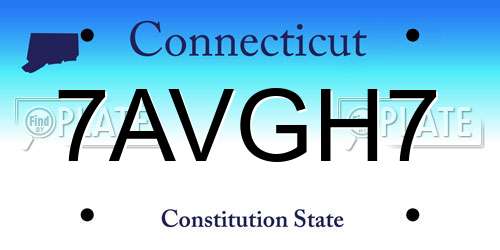 7AVGH7 Connecticut License Plate