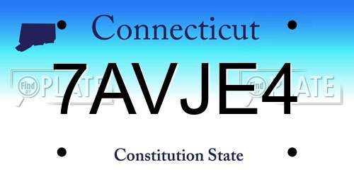 7AVJE4 Connecticut License Plate