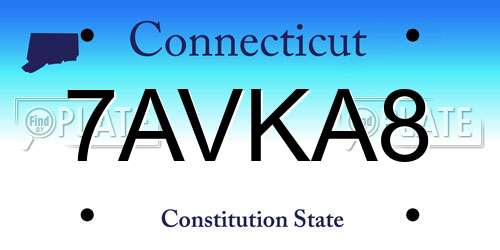 7AVKA8 Connecticut License Plate