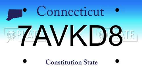 7AVKD8 Connecticut License Plate