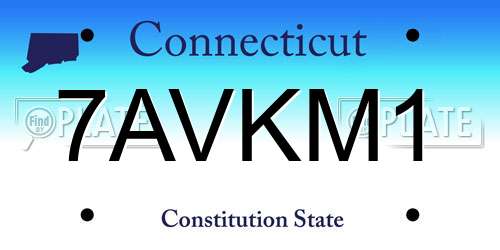 7AVKM1 Connecticut License Plate