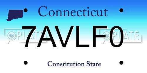 7AVLF0 Connecticut License Plate