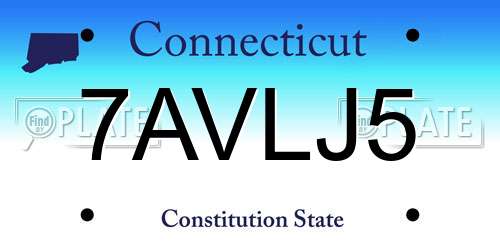 7AVLJ5 Connecticut License Plate
