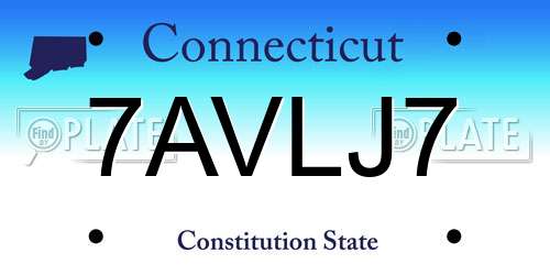 7AVLJ7 Connecticut License Plate
