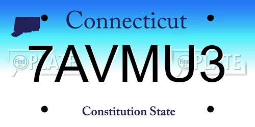 7AVMU3 Connecticut License Plate