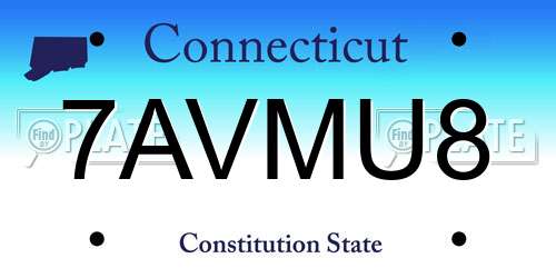 7AVMU8 Connecticut License Plate