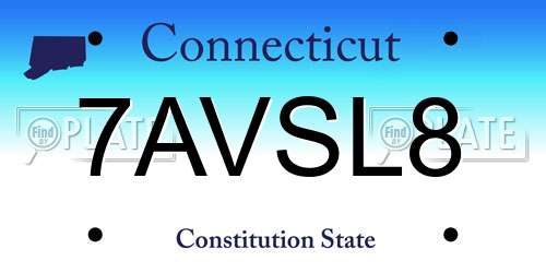 7AVSL8 Connecticut License Plate