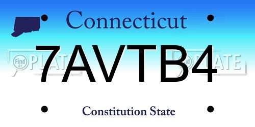 7AVTB4 Connecticut License Plate
