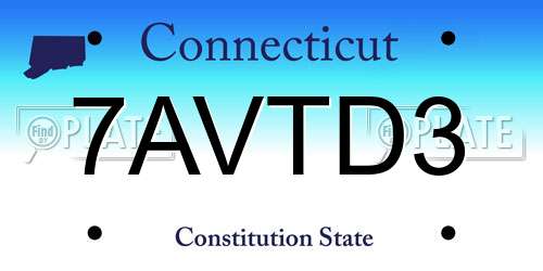 7AVTD3 Connecticut License Plate