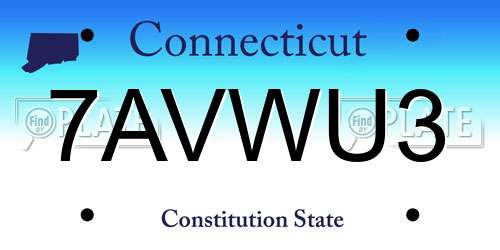 7AVWU3 Connecticut License Plate