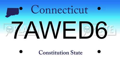 7AWED6 Connecticut License Plate