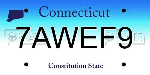 7AWEF9 Connecticut License Plate