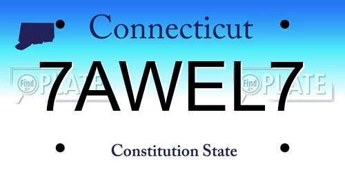 7AWEL7 Connecticut License Plate
