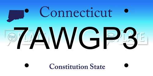 7AWGP3 Connecticut License Plate