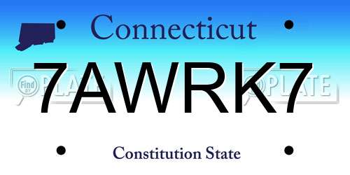 7AWRK7 Connecticut License Plate