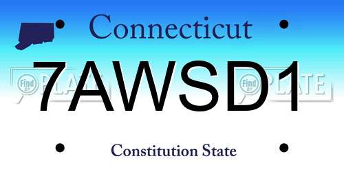 7AWSD1 Connecticut License Plate