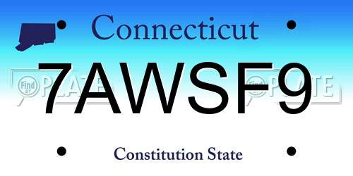 7AWSF9 Connecticut License Plate