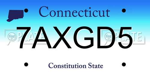 7AXGD5 Connecticut License Plate