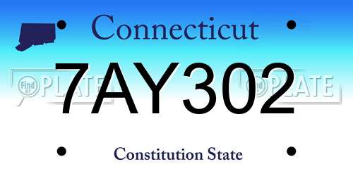 7AY302 Connecticut License Plate