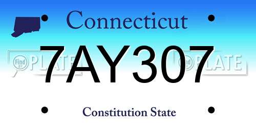 7AY307 Connecticut License Plate