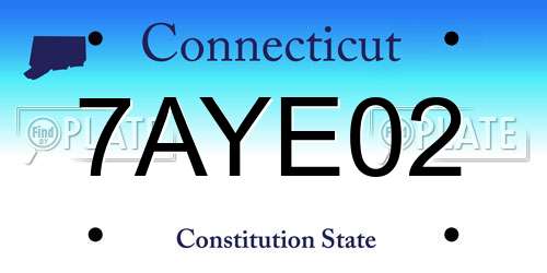 7AYE02 Connecticut License Plate