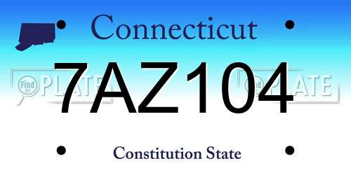7AZ104 Connecticut License Plate