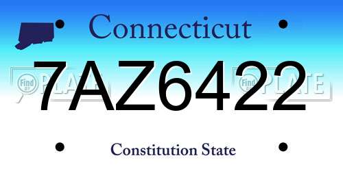 7AZ6422 Connecticut License Plate