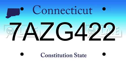 7AZG422 Connecticut License Plate