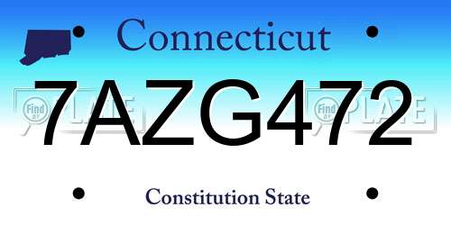 7AZG472 Connecticut License Plate