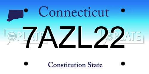 7AZL22 Connecticut License Plate
