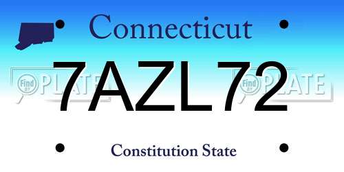 7AZL72 Connecticut License Plate