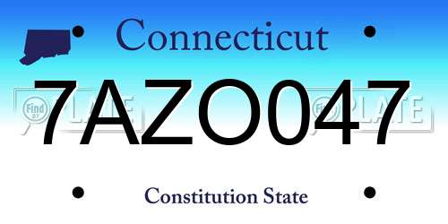 7AZO047 Connecticut License Plate
