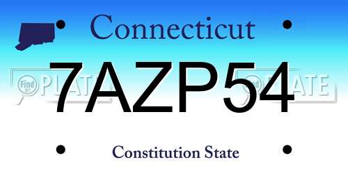 7AZP54 Connecticut License Plate