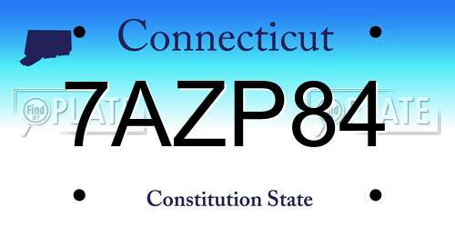 7AZP84 Connecticut License Plate