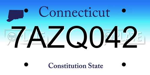 7AZQ042 Connecticut License Plate