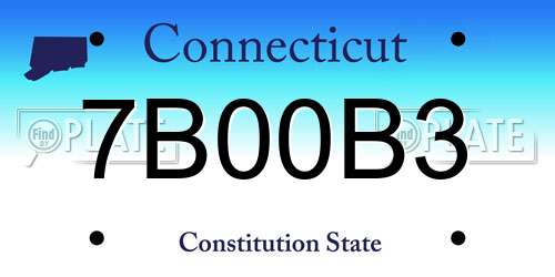 7B00B3 Connecticut License Plate