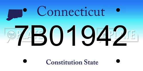 7B01942 Connecticut License Plate