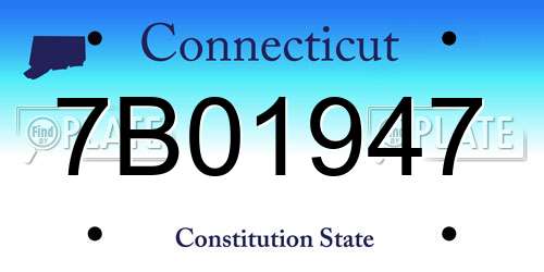 7B01947 Connecticut License Plate
