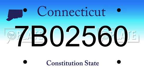 7B02560 Connecticut License Plate
