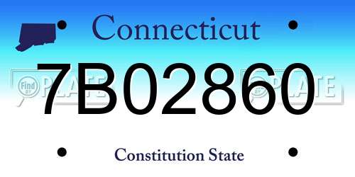 7B02860 Connecticut License Plate