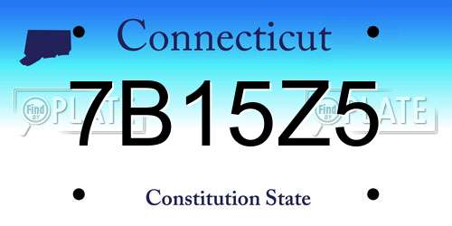 7B15Z5 Connecticut License Plate