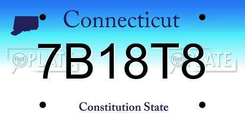 7B18T8 Connecticut License Plate