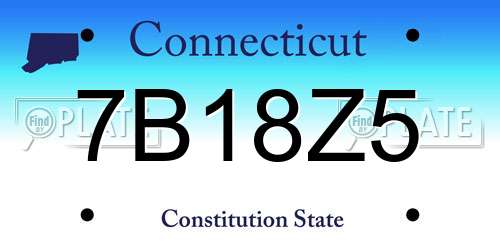 7B18Z5 Connecticut License Plate