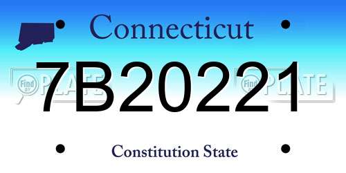 7B20221 Connecticut License Plate