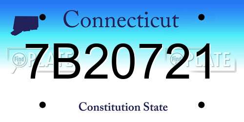7B20721 Connecticut License Plate