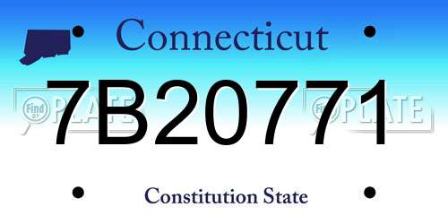 7B20771 Connecticut License Plate