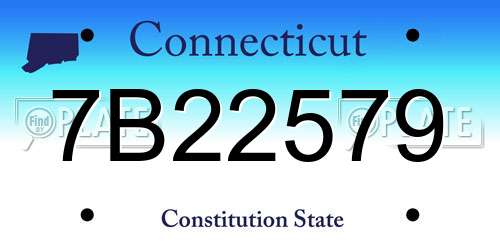7B22579 Connecticut License Plate