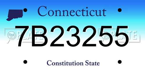 7B23255 Connecticut License Plate