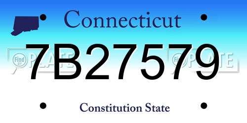 7B27579 Connecticut License Plate
